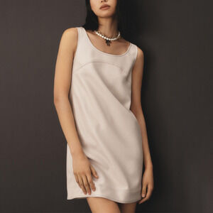 Pilcro Anthropologie Faux-Leather Scoop-Neck Shift Mini Dress Size 2 Clean Girl